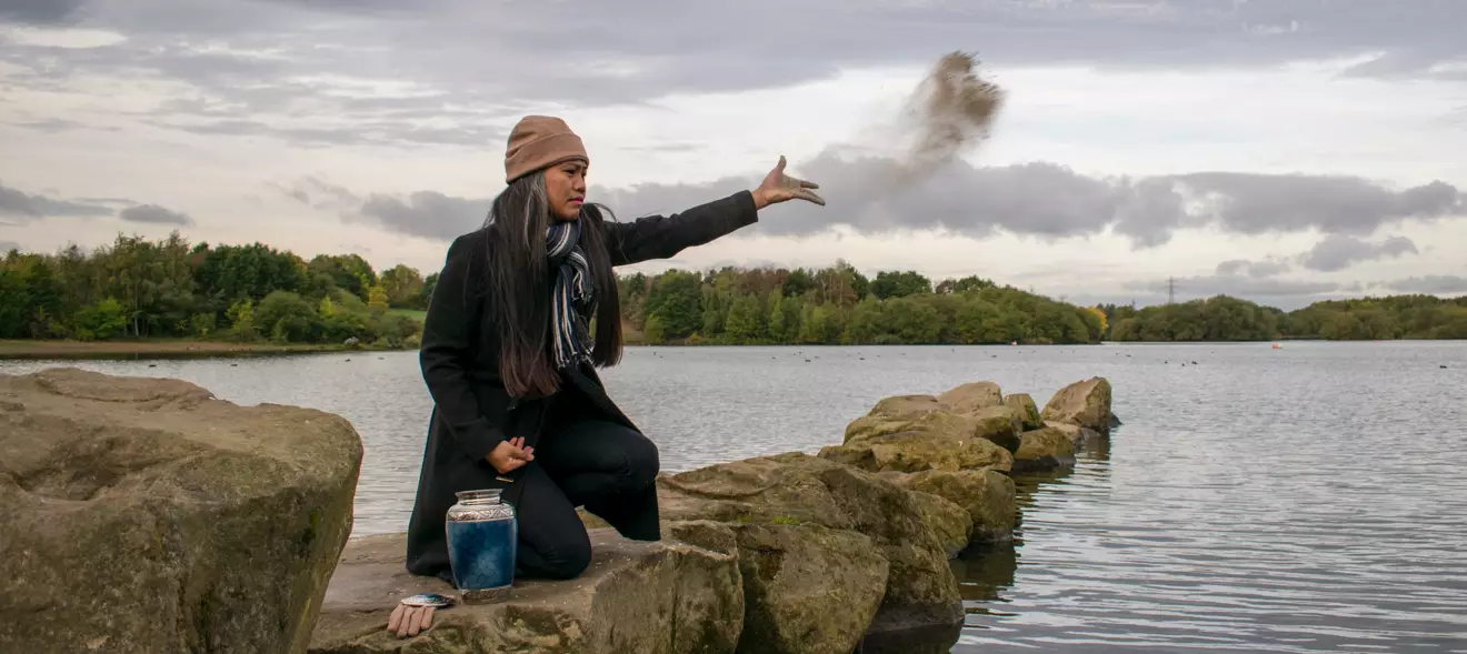 Woman spreading ashes